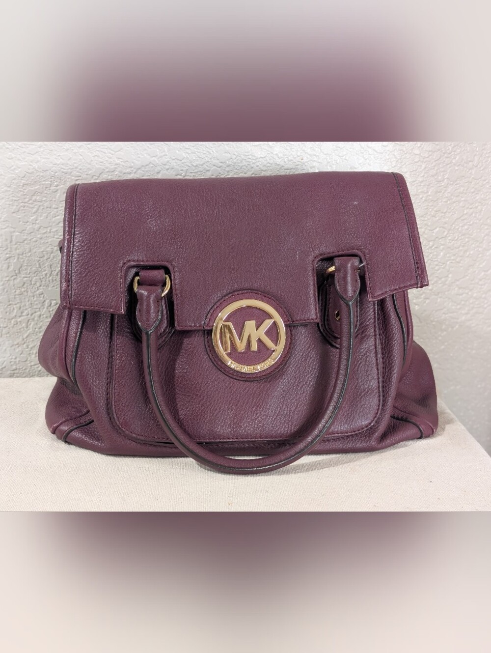 Michael Kors Margo Leather Satchel Handbag Burgundy - Missing Shoulder Strap